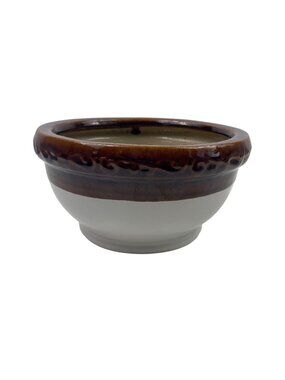 Handmade Ceramic Planter With Brown & Beige Glaze - Rustic Style